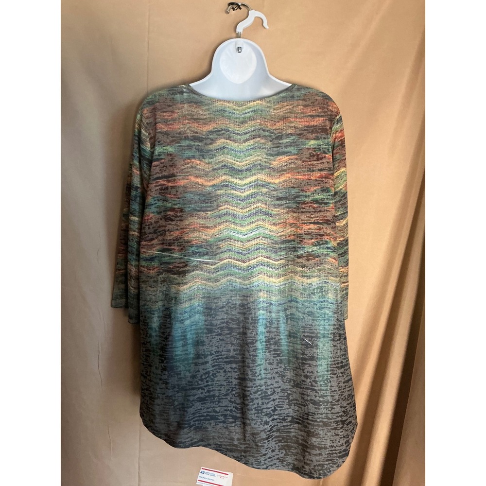 Live and Let Live Tunic Woman 2X Multi-Color Excellent Asymmetrical Rhinestone - Picture 6 of 13